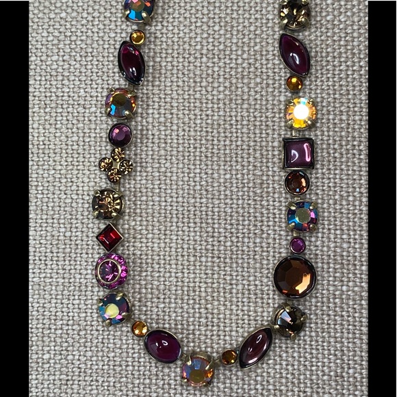 VTG Sorrelli Purple, Orange & Aurora Borealis Crystal Classic Line Necklace - Picture 9 of 16